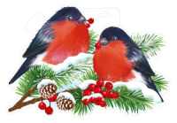 Плакат фигурный 38*26см "Снегирь на ветке"