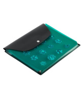 Конверт на кнопке 228*188мм, ПВХ, расширение до 2,5см (250 л),черный/пр.зеленый