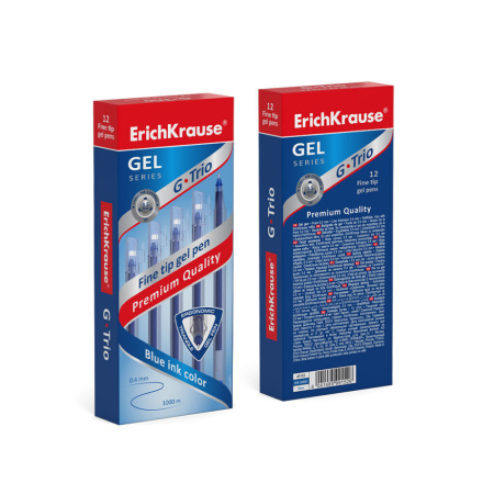 Ручка гелевая EK G-Trio синяя, 0,5мм, трехгранный корпус, игольч. наконечник