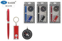 Набор подарочный "Мужской" ручка с пов.мех.+брелок-фонарик+компас