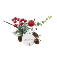 Декор новогодний 30см "Веточка заснеженная с ягодами"