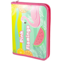 Папка д/тетрад. А5 (230*180*25) 1отд. молния вокруг, пластик "Pink Flamingo"