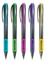 Ручка шариковая автоматическая Berlingo "SI-400 Color" синяя, 0,7мм, грип, корпус ассорти