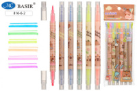 Набор текстовыделителей "Капибара" 6 цв., 15см, двустор.