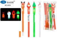 Ручка шариковая "Новый год" с фонариком, синяя, корпус ассорти