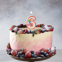 Свеча-цифра "6" Шары 7,6см.