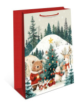 Пакет подар. бум. новогодн. 33*42*10см 157гр/м Зверята