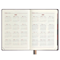 Ежедневник дат. 2025г А5 176л., тв. переп., кожзам "Винченцо коричневый" блинт. тисн., ляссе