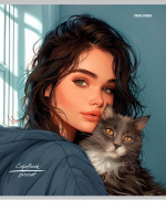 Тетрадь А5  96л кл. Проф-Пресс "Девушки и коты - 1" белизна 100%