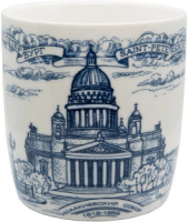 Кружка сувенирная 350 мл  "Исаакиевский собор" фарфор синий рисунок