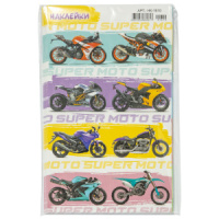 Наклейки детские 16*9см  "Мото" с блёстками