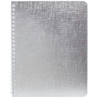 Тетрадь А5  48л кл. гребень бумвинил Hatber "Белая Metallic"