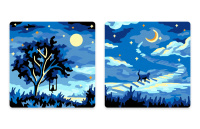 Картина по номерам на холсте на магните 9*9см "Лунная лестница"  2 шт