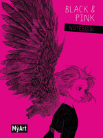 Блокнот А5  40л скоба "MyArt. Black & Pink. Крылья" лин.