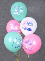 Набор шаров с рисунком 12" Super девочка!  5шт/уп