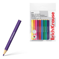 Карандаши цвет. 12цв  Erich Krause, пласт., шестигранные, мини