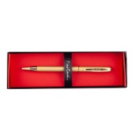 Ручка подарочная шариковая PIERRE CARDIN Gamme, корпус латунь, гравировка, золот. дет, син