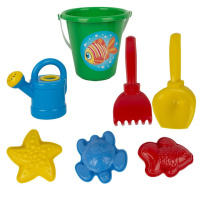 Набор игрушек. "Дружок" 3 формочки, лейка, грабли, совок, ведро