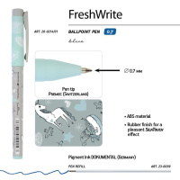 Ручка шар. BV "FreshWrite. Девочка и единорог. Снежинки" синяя, 0,7мм