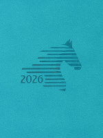 Ежедневник дат. 2026г. А5 168л. кожзам, тв.обл. "Год лошади. Голубой" ляссе
