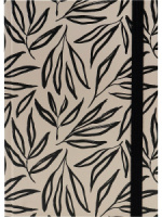 Блокнот А5 7БЦ  72л "Черные листья на светлом" в точку, мат.лам., резинка