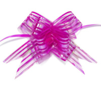 Бант подарочный затягивающийся  10см*30мм, 46см с органзой и перламутром, ЦИКЛАМЕН 10шт/уп