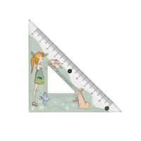 Угольник пласт. 20см 45гр. HappyGraphix. Девочка и кролик, с рисунком