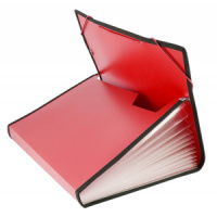 Папка 13 отд. на резин. А4 0,7мм  с окантовкой, красная