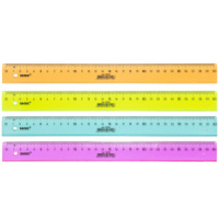 Линейка 30см прозр. цветная, с пазом и фаской