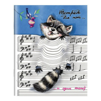 Тетрадь для нот А5 24л., расшир.нотный стан, скоба "Енот-музыкант"