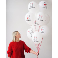 Шар с рисунком 14"  Котики Любовь 36 см 25 шт. в уп.