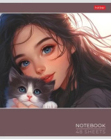 Тетрадь А5 48л кл. Hatber "Cats and girls" софт-тач, 5диз.в спайке