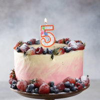 Свеча-цифра "5" Шары 7,6см.