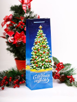 Пакет подар. бум. новогодн. 12*36*8см(под бутылку) 157 гр/м "Праздничная ёлка"