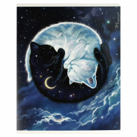 Тетрадь А5  96л кл. Феникс+ "Ночные коты" выб.твин-лак, 5диз.в блоке, бел.100%