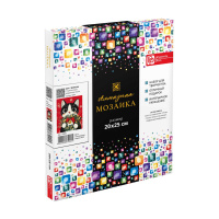 Мозаика алмазная по номерам на холсте 20*25см "Кот с венком" с подрамником