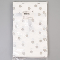 Мешок подар. ПВХ  лентой 12*18см "Горох" серебро 50шт/уп