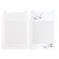 Блокнот 120*170мм  32л скоба "Зайка-кофеман" лин., фигурн.вырубка, мат.лам.