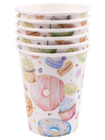 Набор для праздника  "Пончики"  тарелка 6шт, стаканы 6 шт, колпаки 6 шт