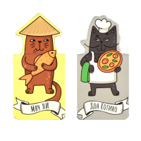 Набор закладок магнитных  6шт., "Коты разных стран" 27*52мм