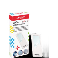 Лупа  91*38мм, увеличение 2,5- и 7-кратное, с подсветкой, 2 источника света, в чехле