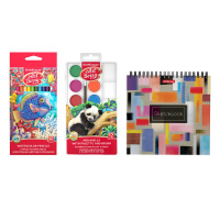 Набор д/рисования  3пр., ErichKrause , краски акварельные, акварельные карандаши, альбом для эскизов