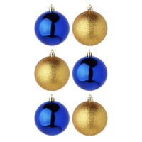 Набор елочных шаров  8 см, 6 шт., синий/золото, пластик, в тубе