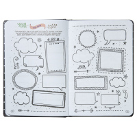 Bullet Journal А5 7БЦ  72л "Черный в горошек" шаблоны, списки, трекеры