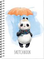 Скетчбук А5  60л., гребень, 100гр/м2 "Панда" тв.обл.