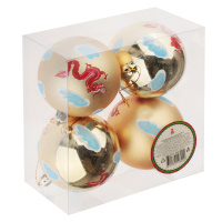 Набор елочных шаров 8 см, 4 шт., Символ года, золото, пластик