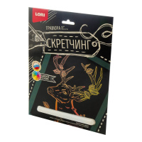 Гравюра-скретчинг 18*24см с эффектом голграфик Животные "Сказочный олень" 6+