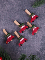 Набор новогодних керамических прищепок "Машина с ёлкой" 3,5см, 5 шт