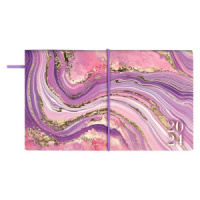 Планинг дат. 2024г, 175*105мм  64л., кож.зам., мягк.пер. "Мрамор" тисн.фольгой, ляссе