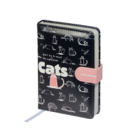 Записная книжка А5 120л. кожзам, тв.пер. "Memo journal. Toon town. Cats" без лин., кнопка